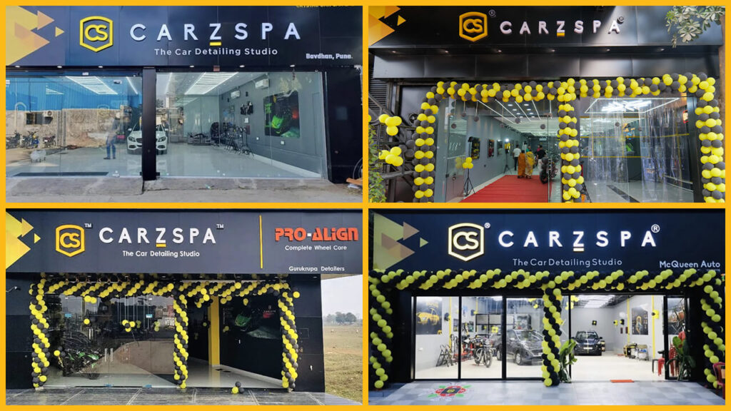 A collage of detailing studios in Maharashtra by CarzSpa