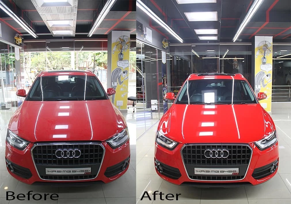 image of camparison between before and after of car detailing