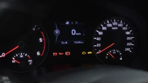 Image of the odometer on the dashboard of a car