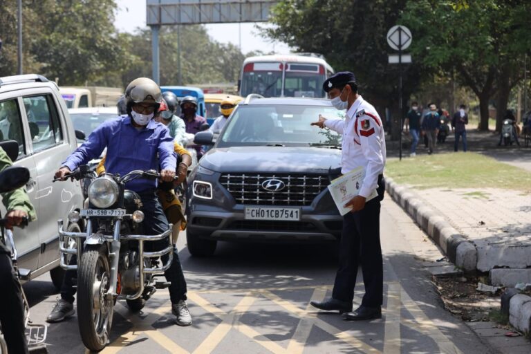 A traffic signal in Chandigarh